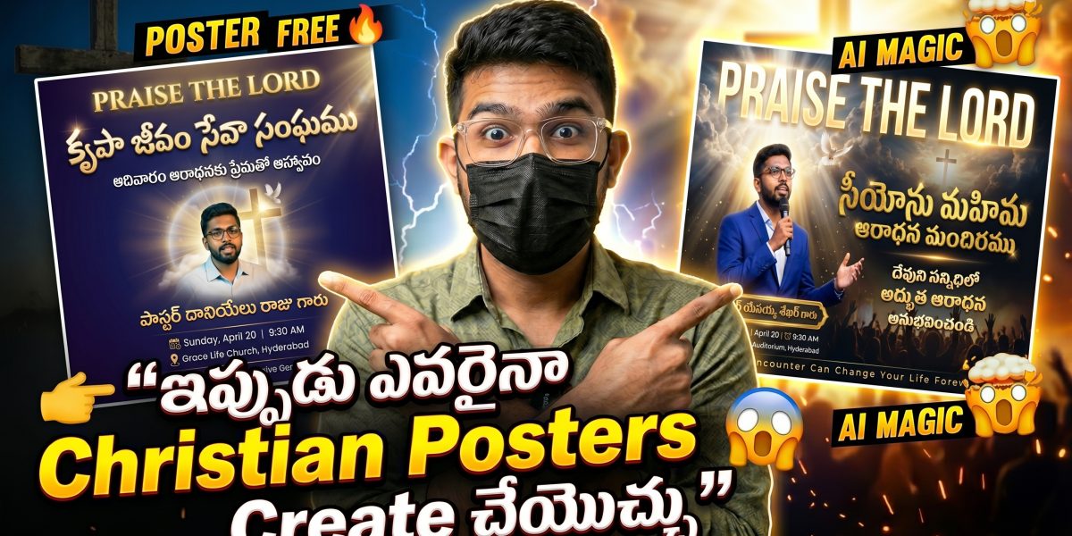 How to Create Telugu Christian Posters Using AI | Flow AI | Free Church Poster Design